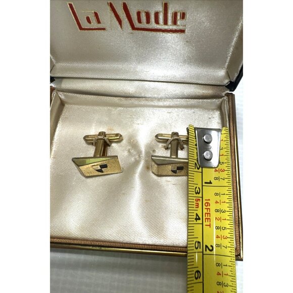 Vintage LA MODE Heraldic Shield Gold-Tone Designer Cufflinks - Picture 4 of 5